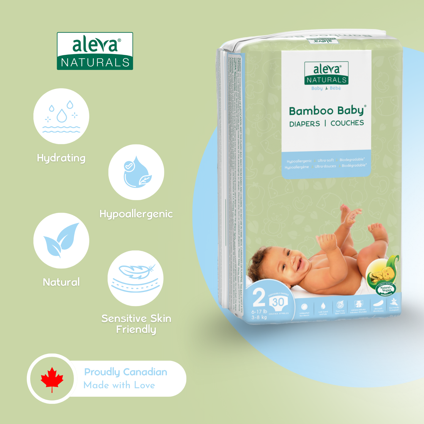 Bamboo Baby Diapers - Size 2